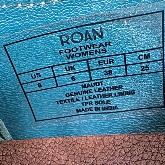 Roan Maudt Beige Leather Suede Teal Tennis Shoe Women’s Size 8 - Picture 13 of 13